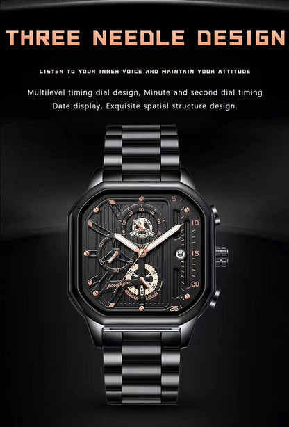 Luxury Men's Square Watch With Box